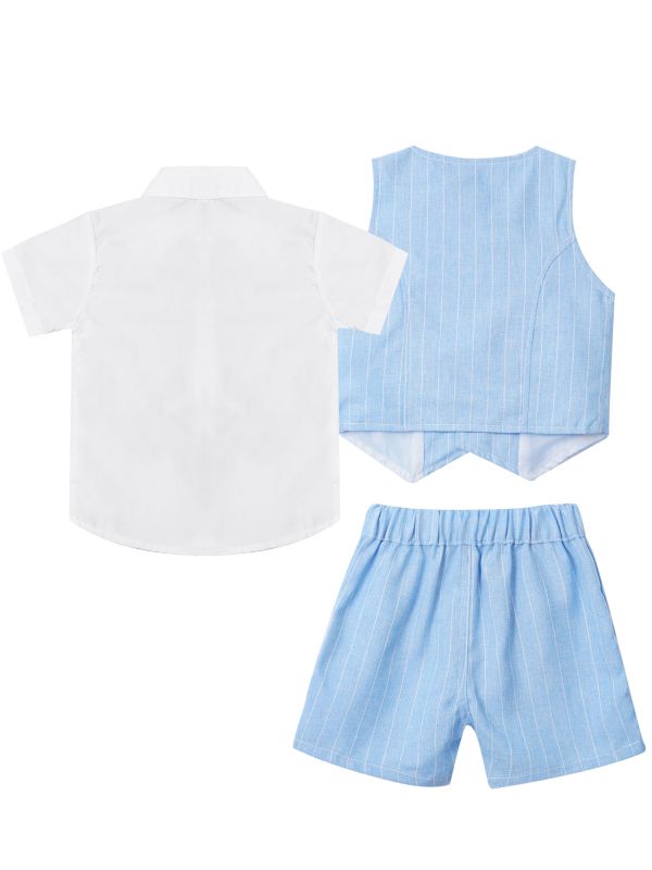 Toddler/Kids Boys 3Pcs Gentleman Cotton Short Sleeve Outfit Suits thumb