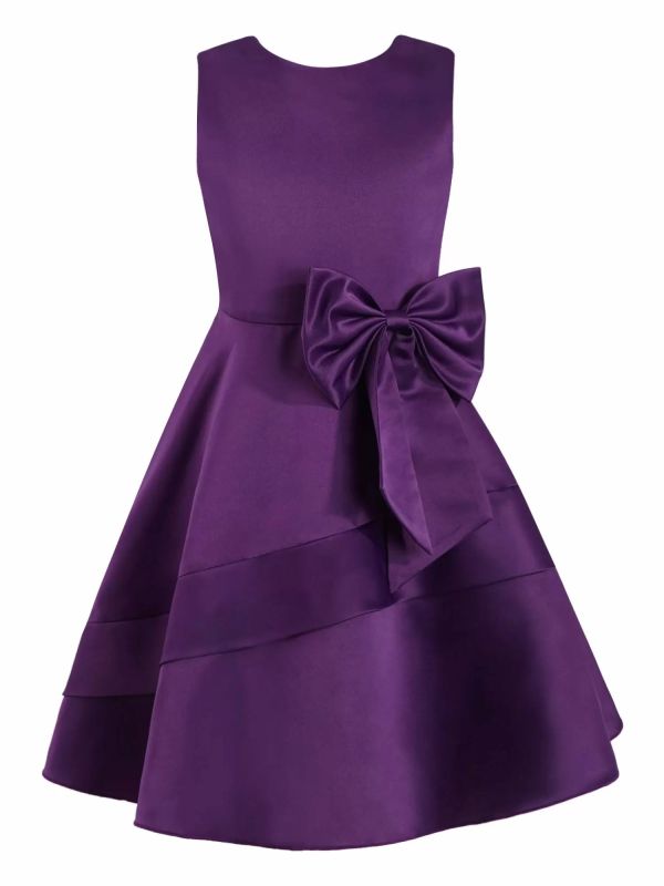 Kids Girls Bowknot Stain A-line Party Dress thumb