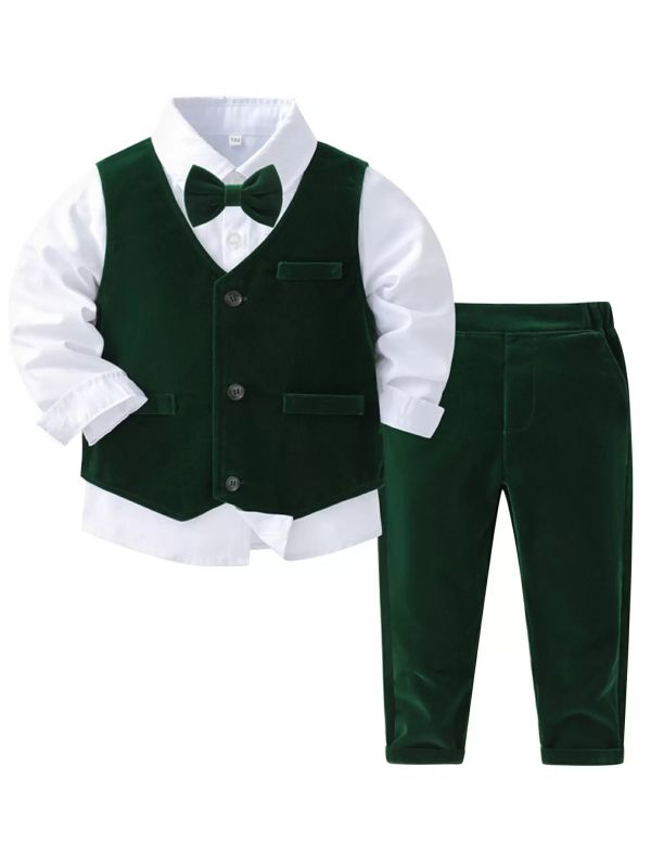 Baby/Toddler Boys 3pcs Velvet Gentleman Outfit Formal Suits thumb