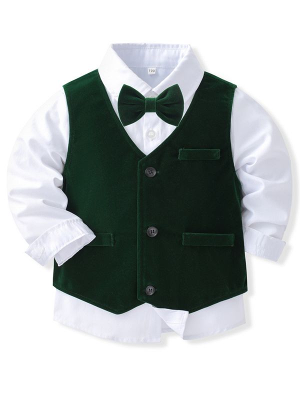 Baby/Toddler Boys 3pcs Velvet Gentleman Outfit Formal Suits thumb